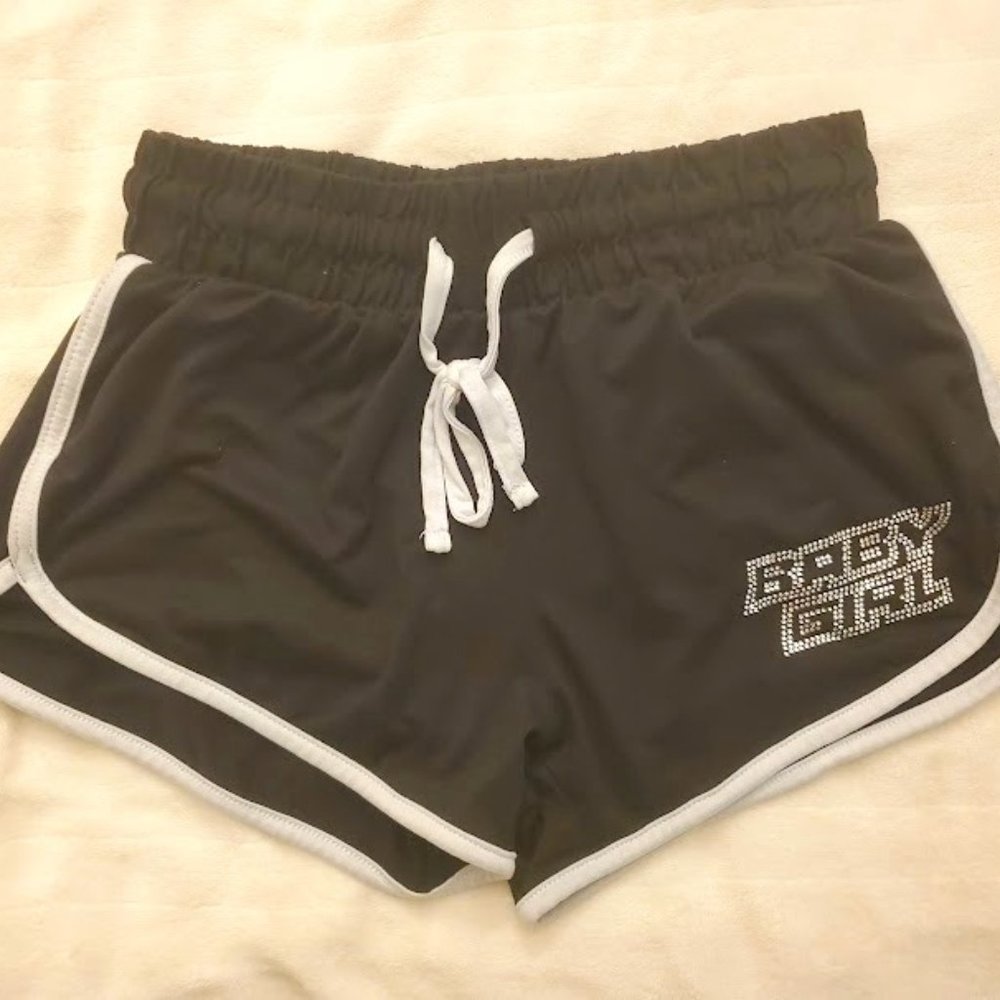 Rue 21 Black Bejeweled "Baby Girl" Athletic Shorts